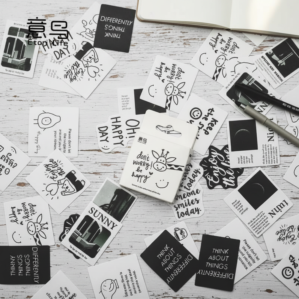 45pcs PVC Creative English Collage Patterns Stickers, Nordic Style DIY ...