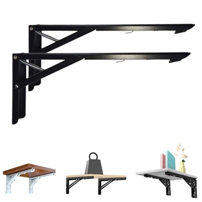 2PCS Folding Angle Bracket | Adjustable Wall-Mounted Spring Shelf ...