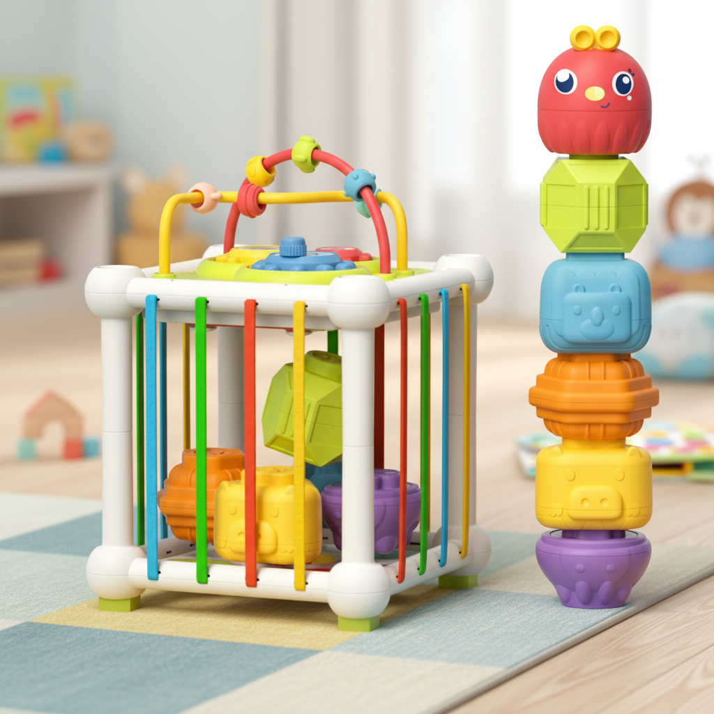 Kids' Sensory Shape Classification Toy: Six-Function Woven Box for ...
