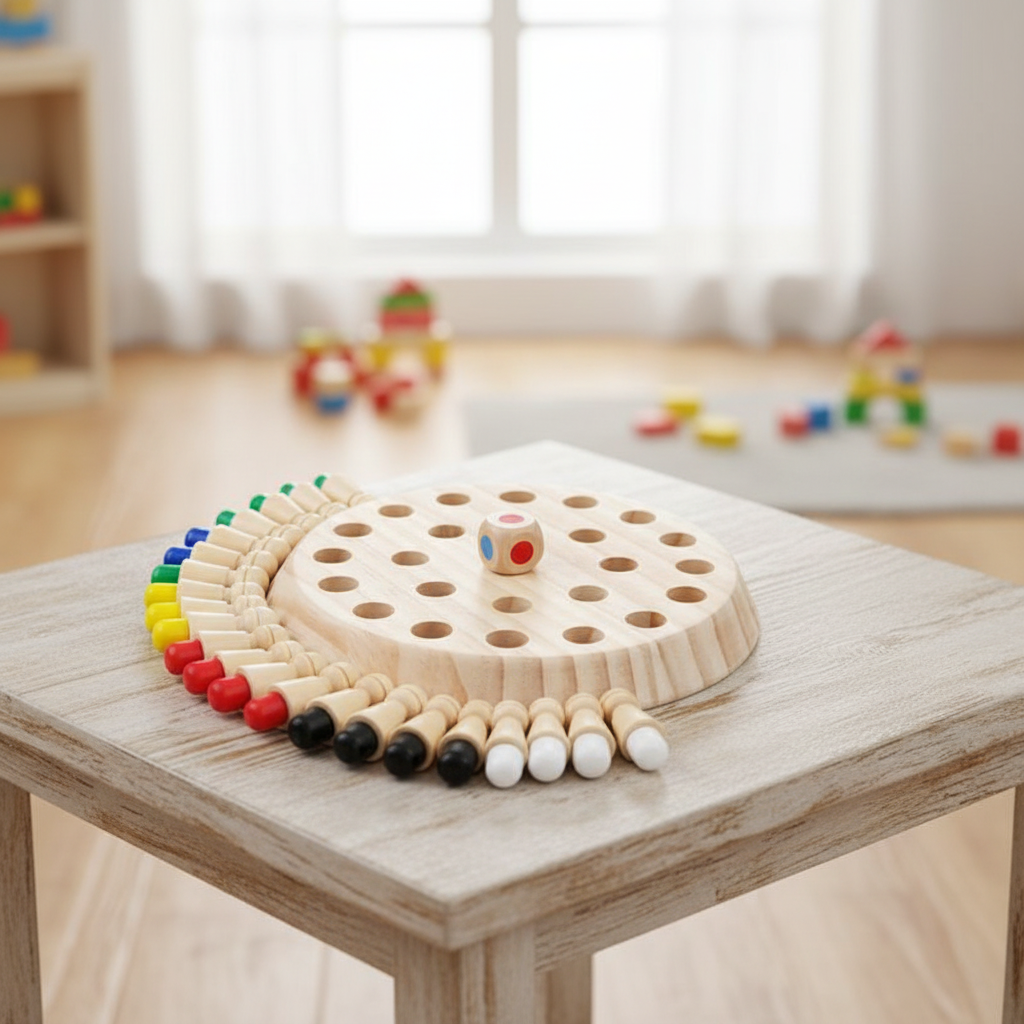 Wooden Color Memory Matching Chess Board Brain Teasers Educational Toys ...