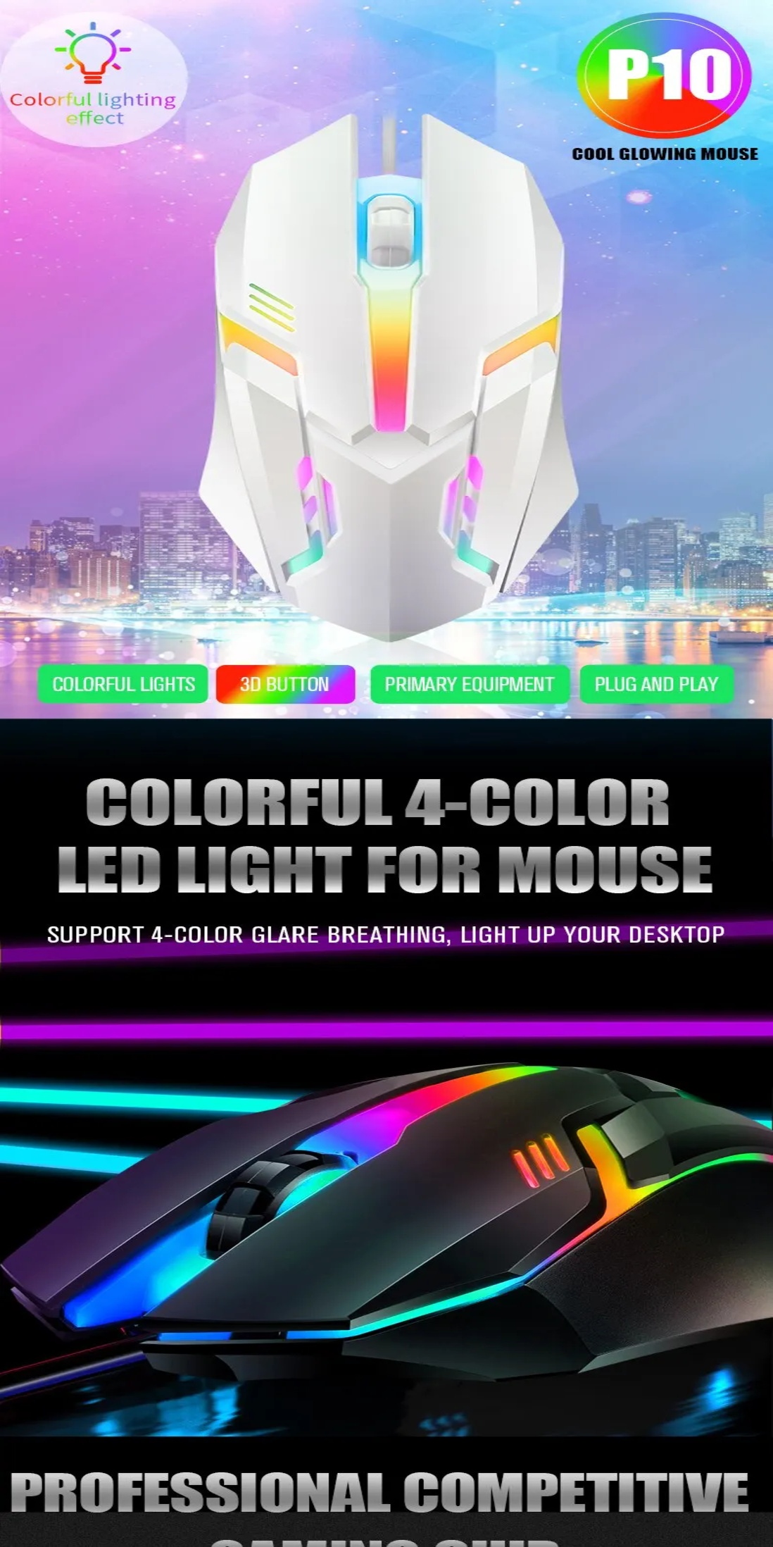 Optical Wired Mouse for Laptop and Desktop, 1200DPI, LED Backlit ...