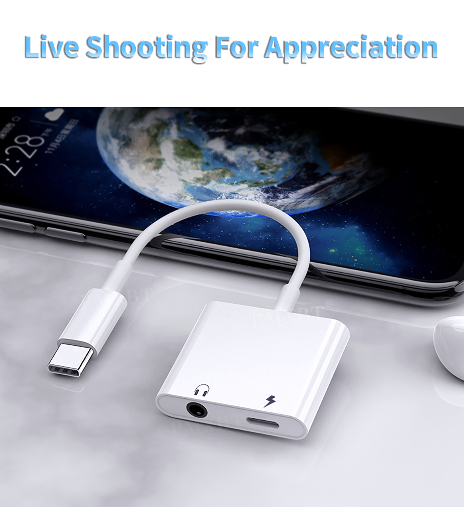 Audio Dual Adapter 2-in-1 for IOS Headphone Adapters USB-C To 3.5mm ...