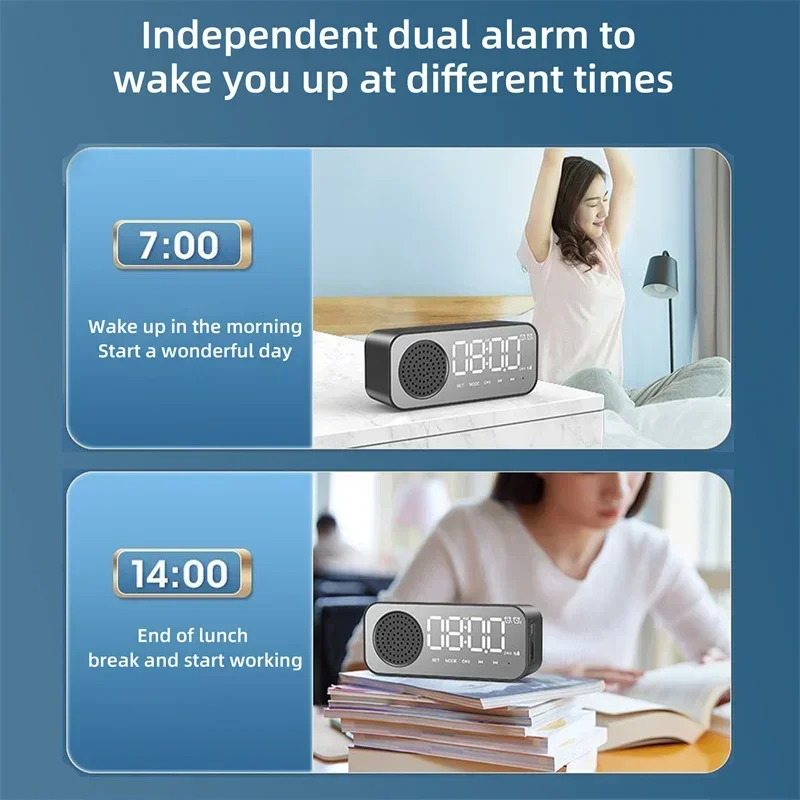 Digital Alarm Clock Loud Sound Mini Clock Desk Clock Portable Smart ...