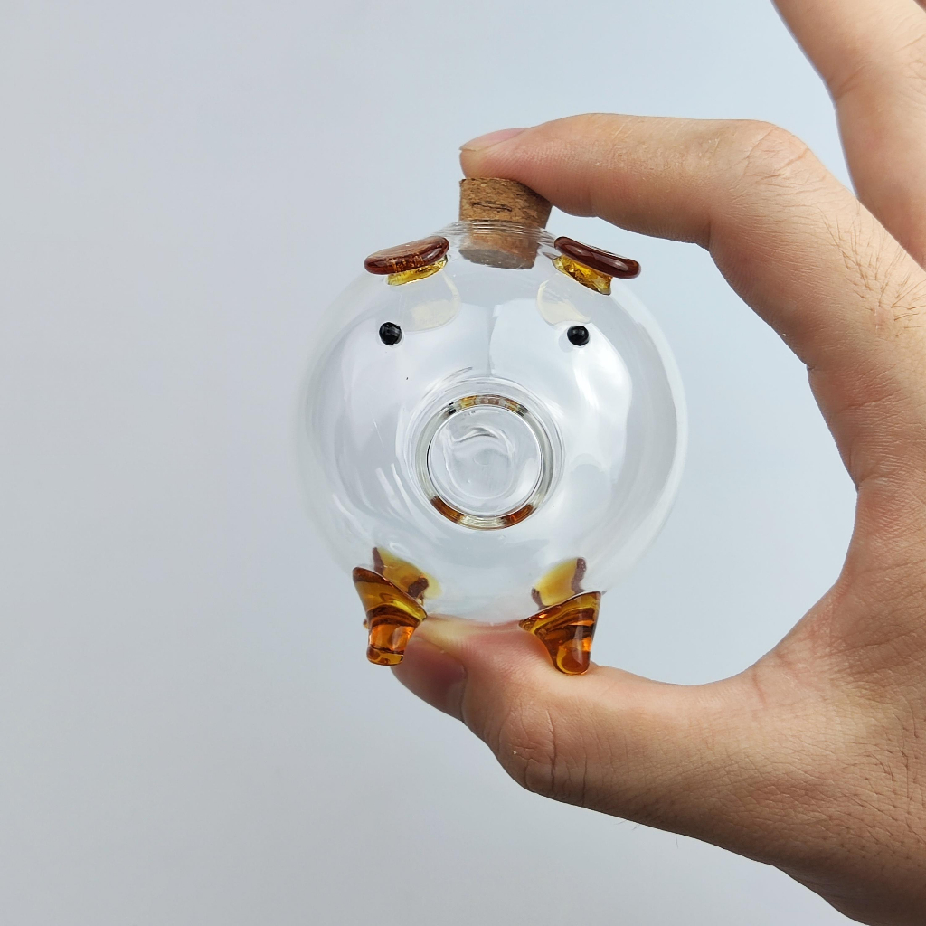 Clear Glass Golden Bean Bank for Kids - Cute Transparent Piggy Toy ...