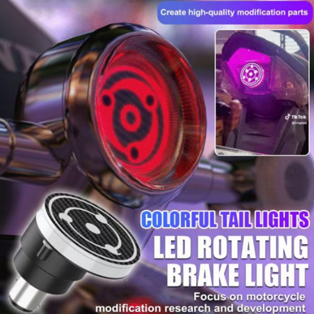 MotoLux Universal LED Brake Light 12V Rainbow Vortex Rotating Flashing ...