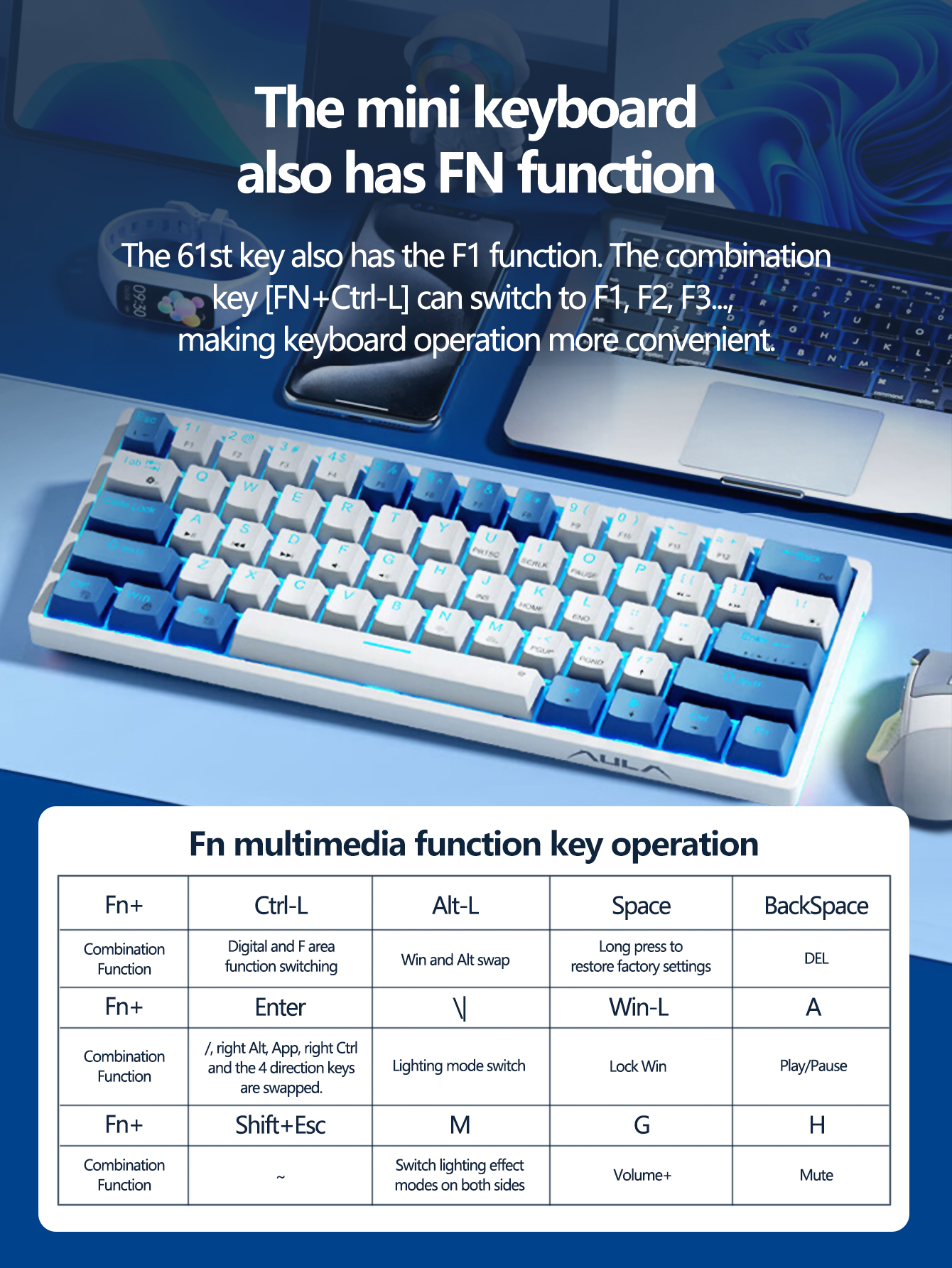 AULA Tarantula F3361 Wired Portable Hot Swap Key Line Separation ...