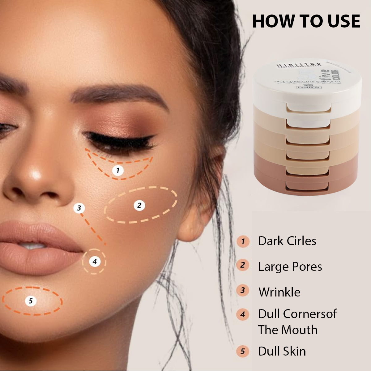Stackable 5 Color Buildable Blendable Face Powder Kit Lightweight ...