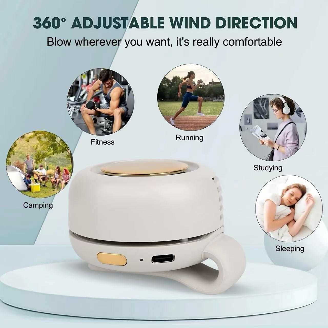 Button Type Mini Portable Fan Rechargeable Leafless Handheld And Neck ...