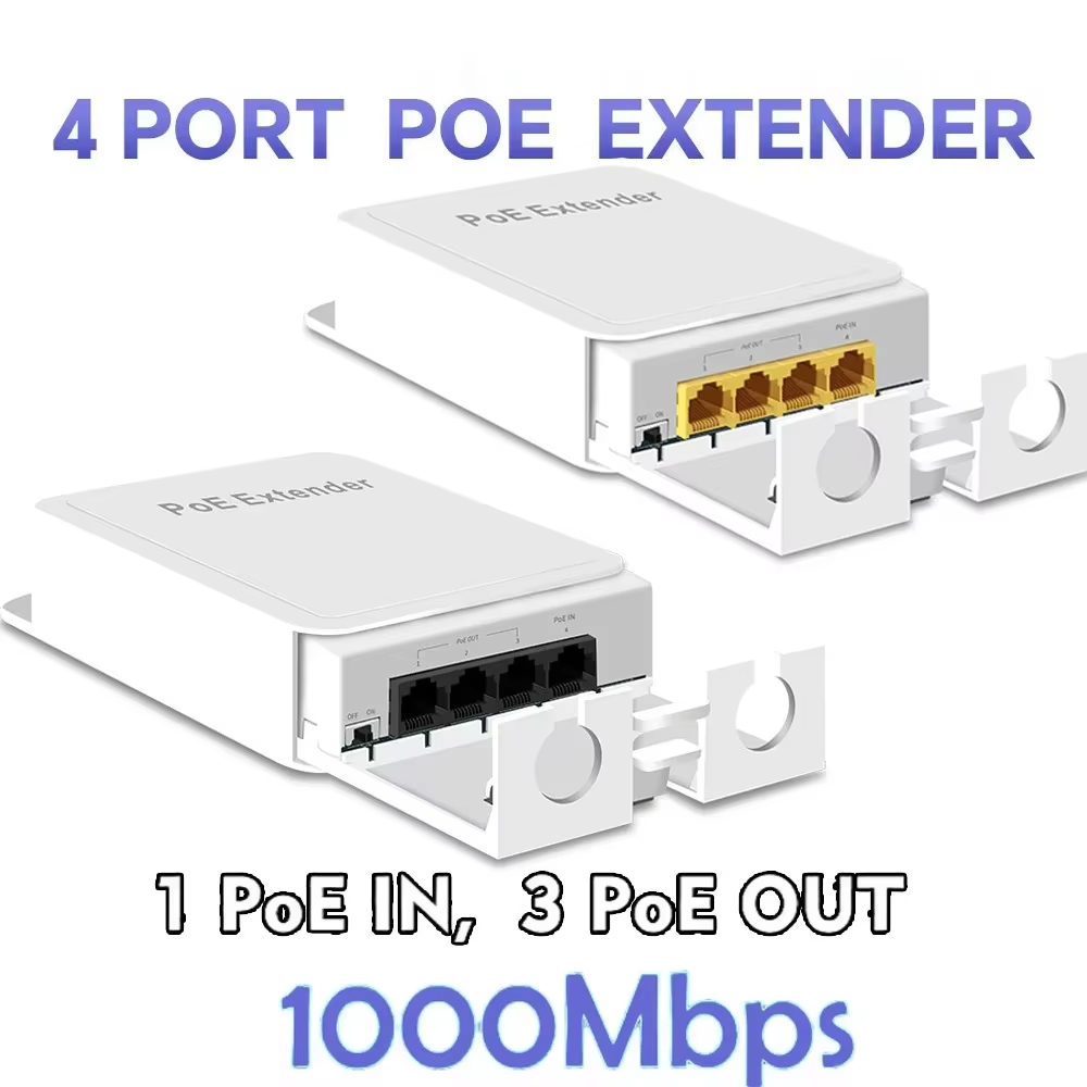 100Mbps 4 Port IP55 Waterproof POE Repeater 1 to 3 Network Switch PoE ...