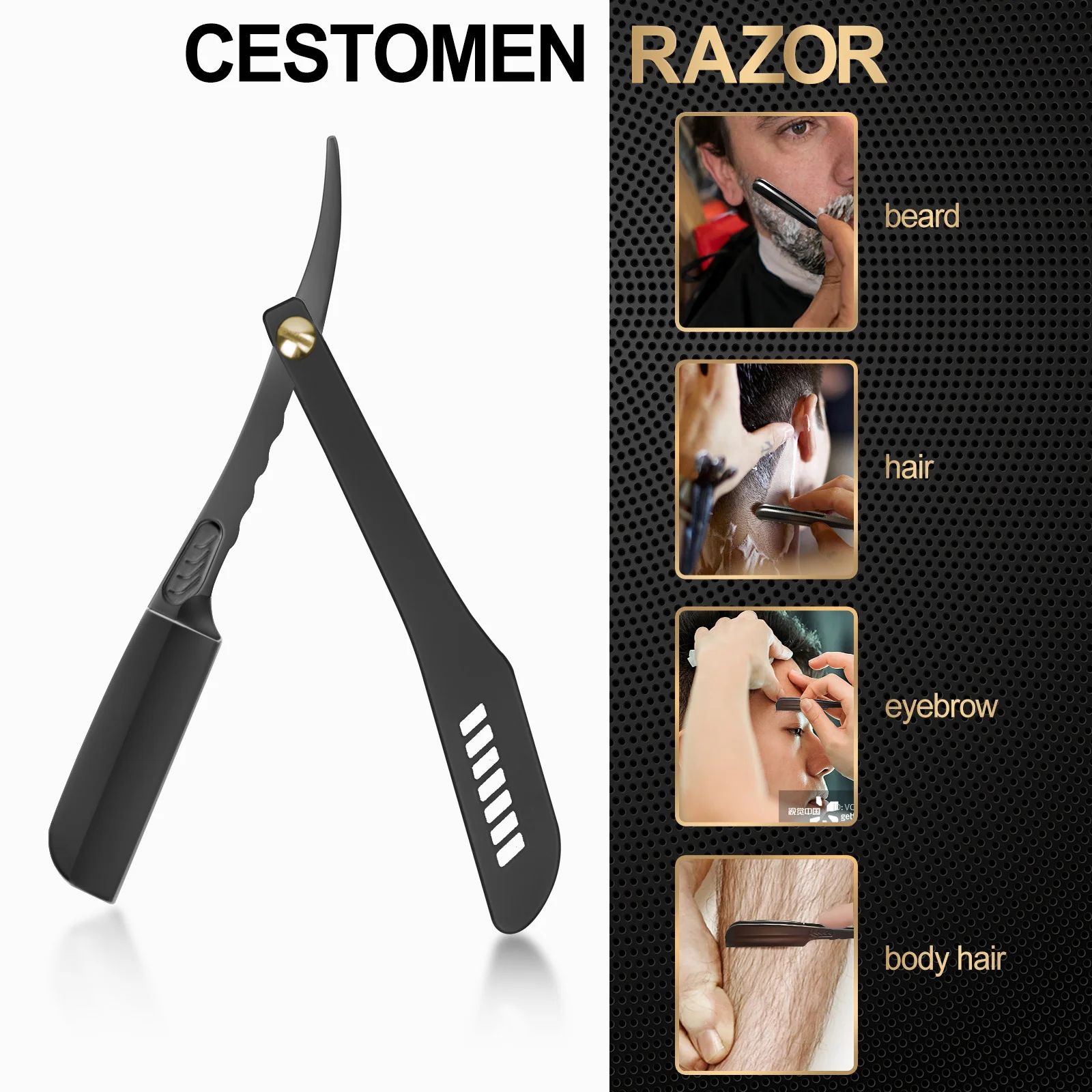 Men Stainless Steel Manual Foldable Beard Shaving Razor Salon Hair ...