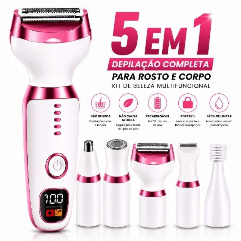 Rechargeable 5 In 1 Epilator Usb Beauty Kit With Eyebrow Razor Nose ...