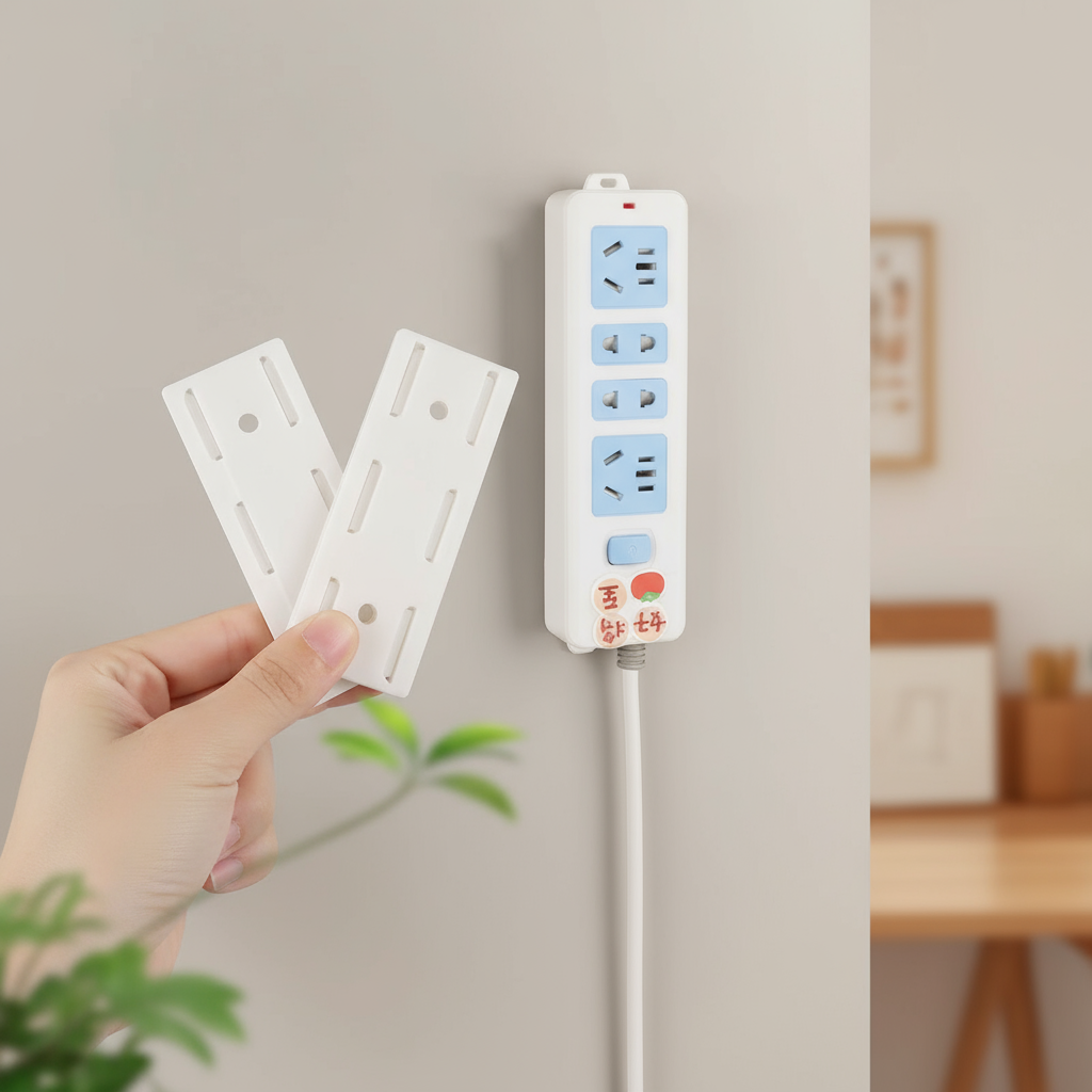 Adhesive wall mount for power strip without drilling, plug holder ...