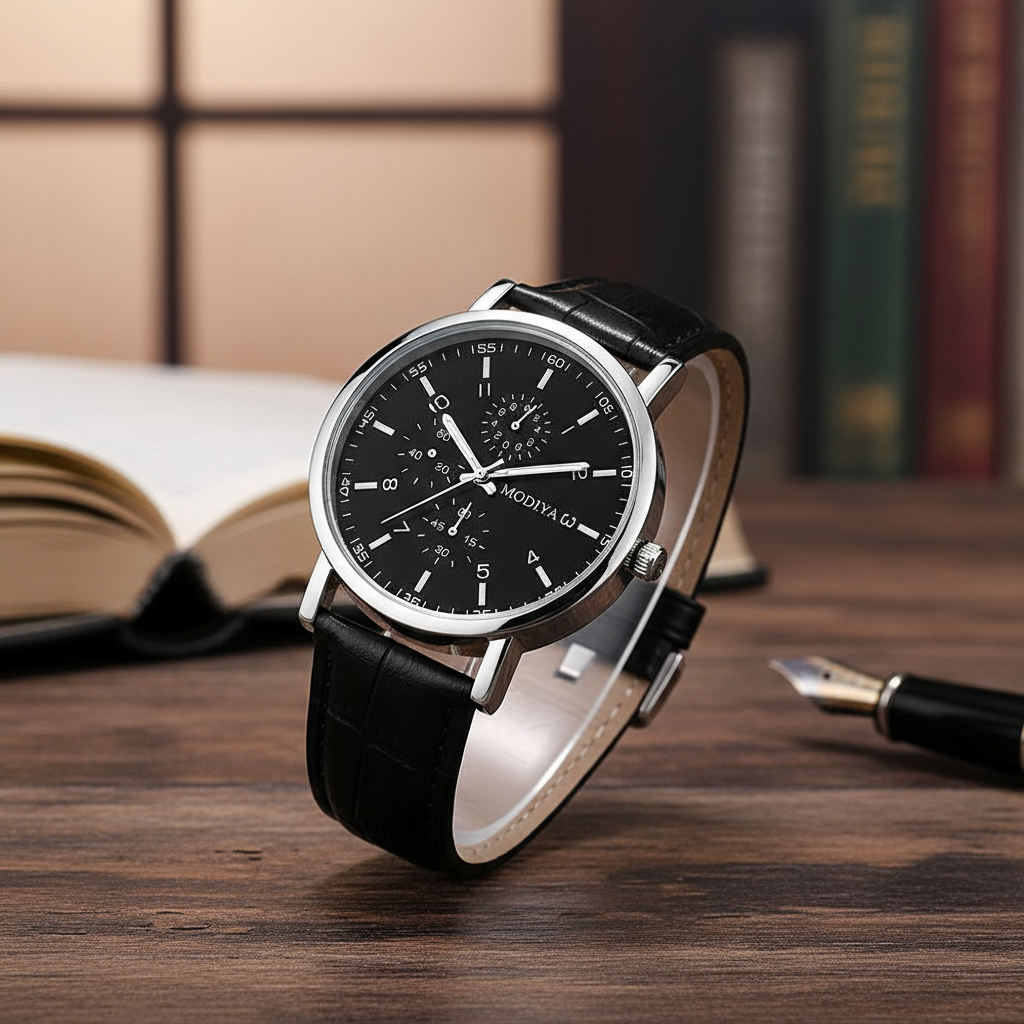 Elegant Leather Strap Men's Quartz Watch – Timeless Minimalist Gift for ...