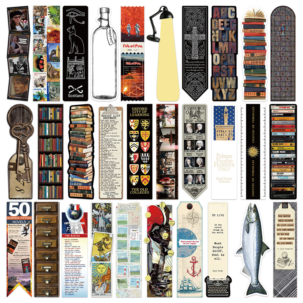 Unique Vintage Bookshelf Bookmarks - Assorted Literary Design Set for ...