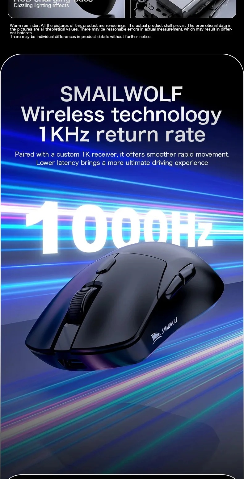 SMAILWOLF M3 ergonomic gaming mouse three-mode PAW3311 optical sensor ...