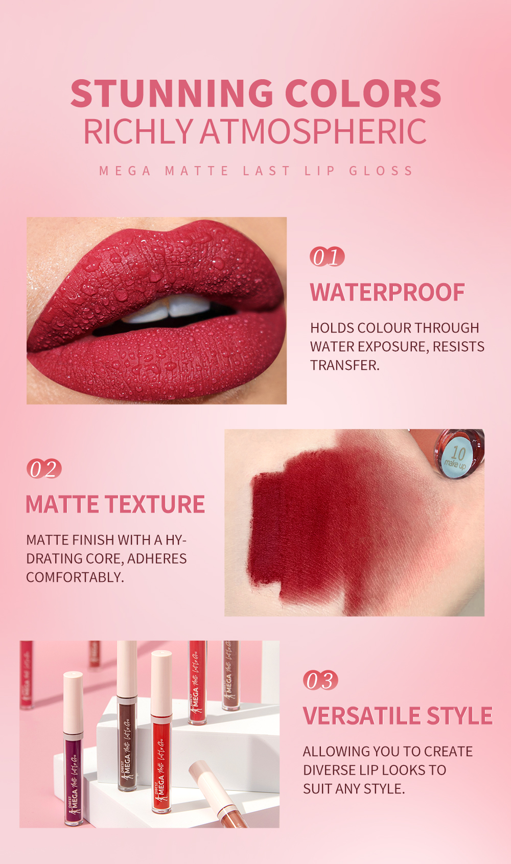 Velvet Matte Lip Gloss Non Drying Highly Pigmented Waterproof Transfer ...