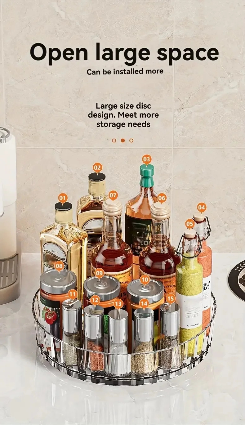 360° Rotating Spice Rack Organizer – Countertop Storage Box for Kitchen ...
