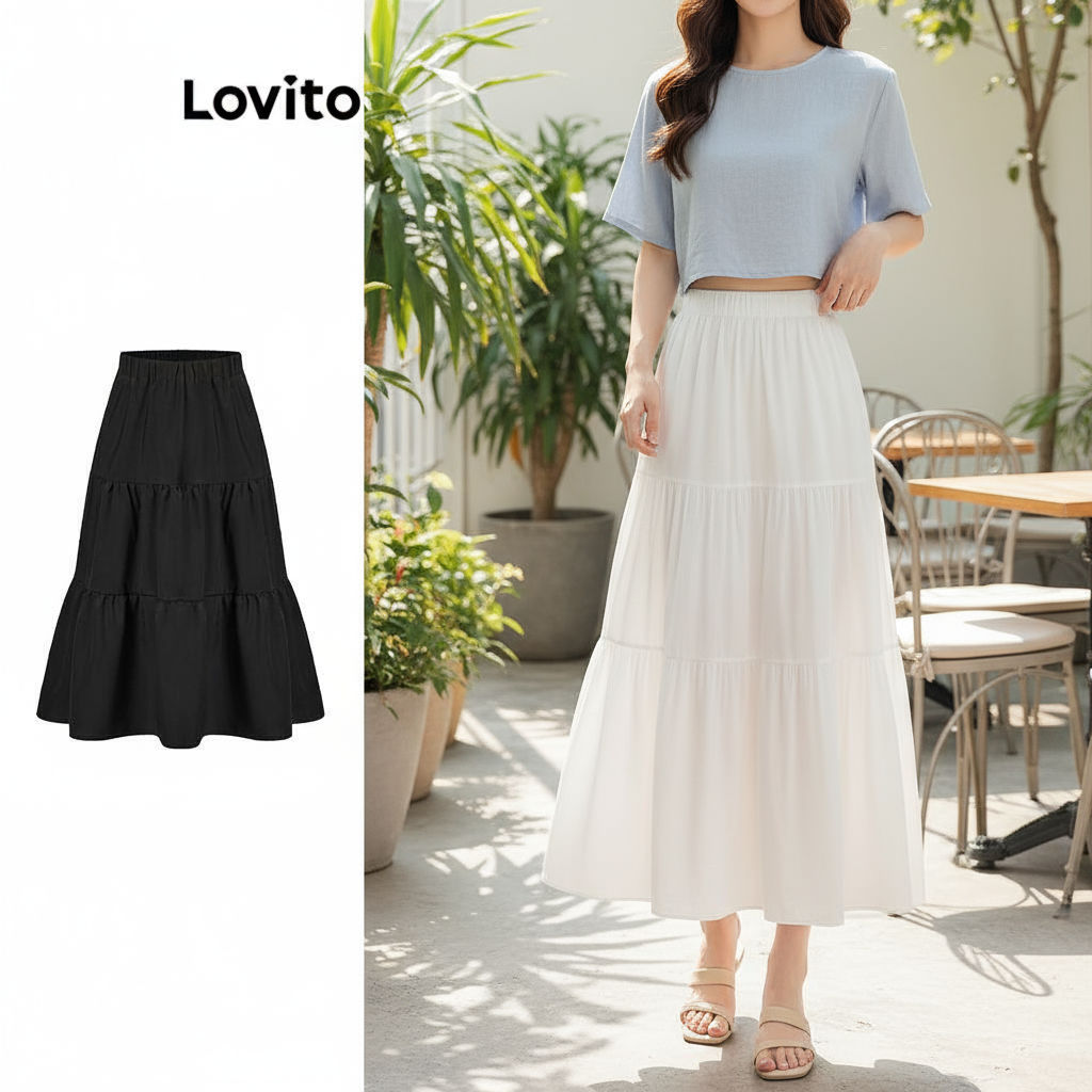 Lovito Women's Adorable Summer/Spring Ruffle Hem Skirts LNA30087 in ...