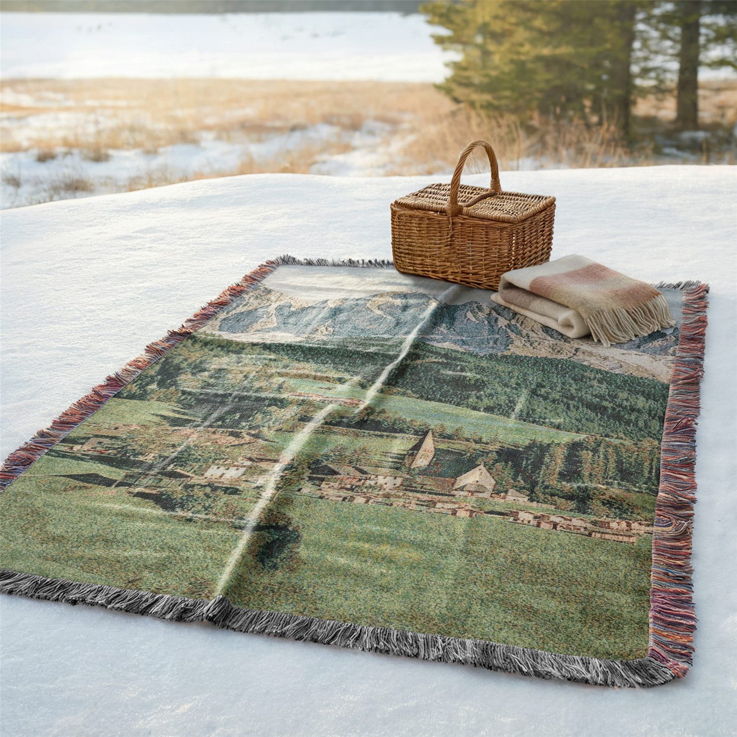 Alpine-Inspired Woven Tassel Throw Blanket, Thick, Soft, Non-Print ...