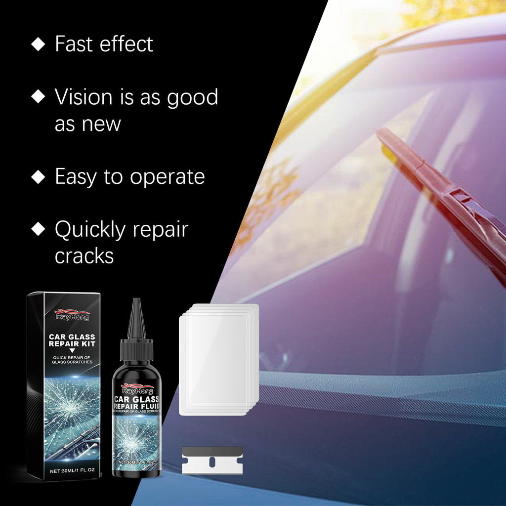 Car Windshield Chip Repair Kit - UV Adhesive, DIY Crack Fix, Stop ...
