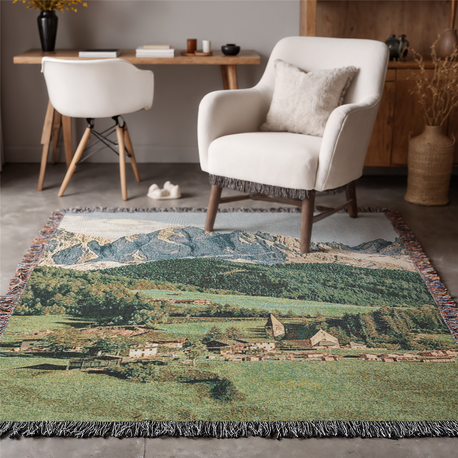 Alpine-Inspired Woven Tassel Throw Blanket, Thick, Soft, Non-Print ...