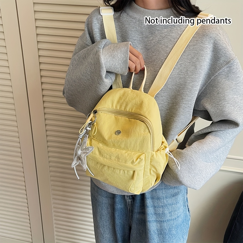 Yellow Backpack for women Nylon Compact Spacious Zipper Closure Korean ...