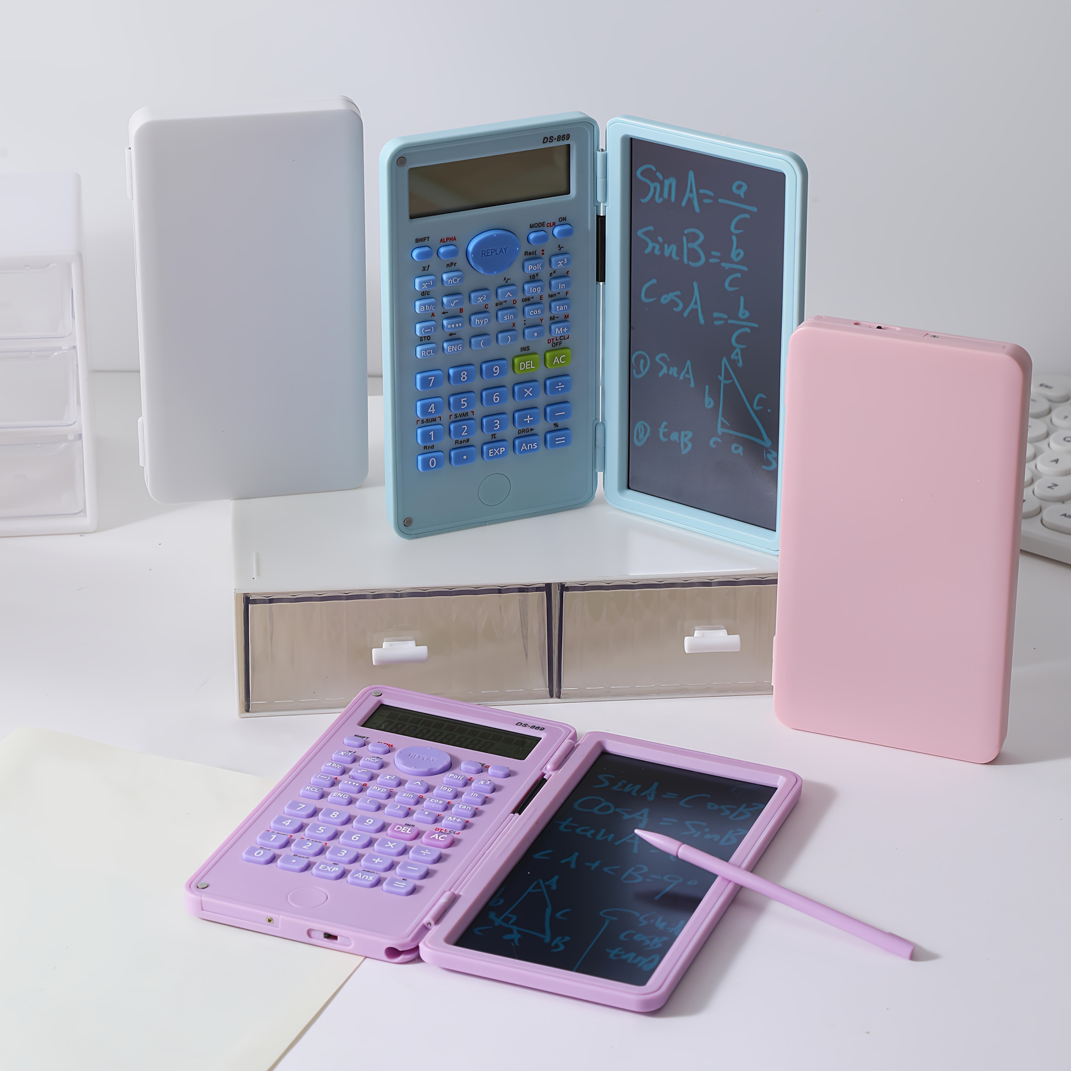 DS-869 Scientific Calculator with Writing Board, 2-Line Display, Multi ...