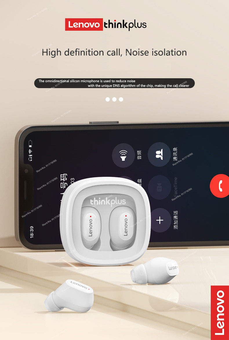 Lenovo Thinkplus XT62 Earphones TWS Bluetooth 5.3 ENC Noise Cancelling ...