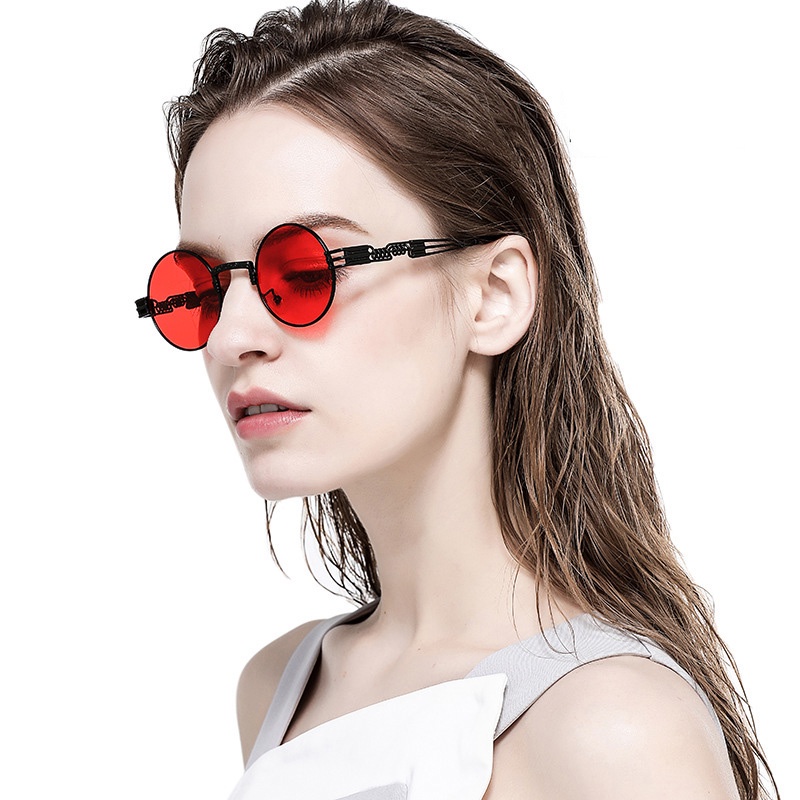Polarized Steampunk Sunglasses Retro Round Sunglasses Sturdy Metal