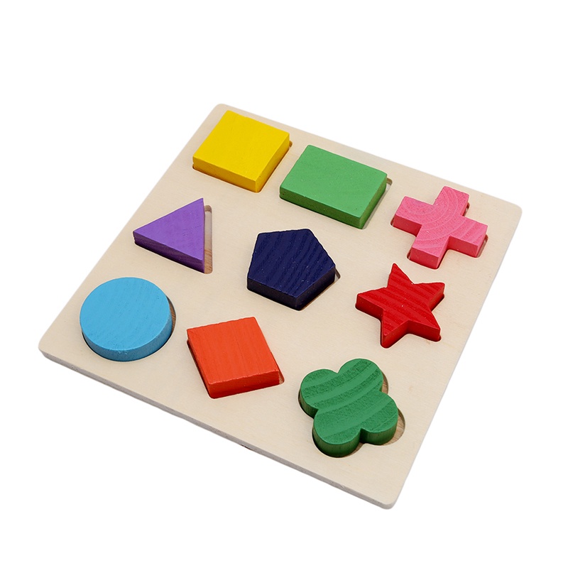 Wooden Geometric Shapes Montessori Puzzle Kids Cognitive Toy Early ...