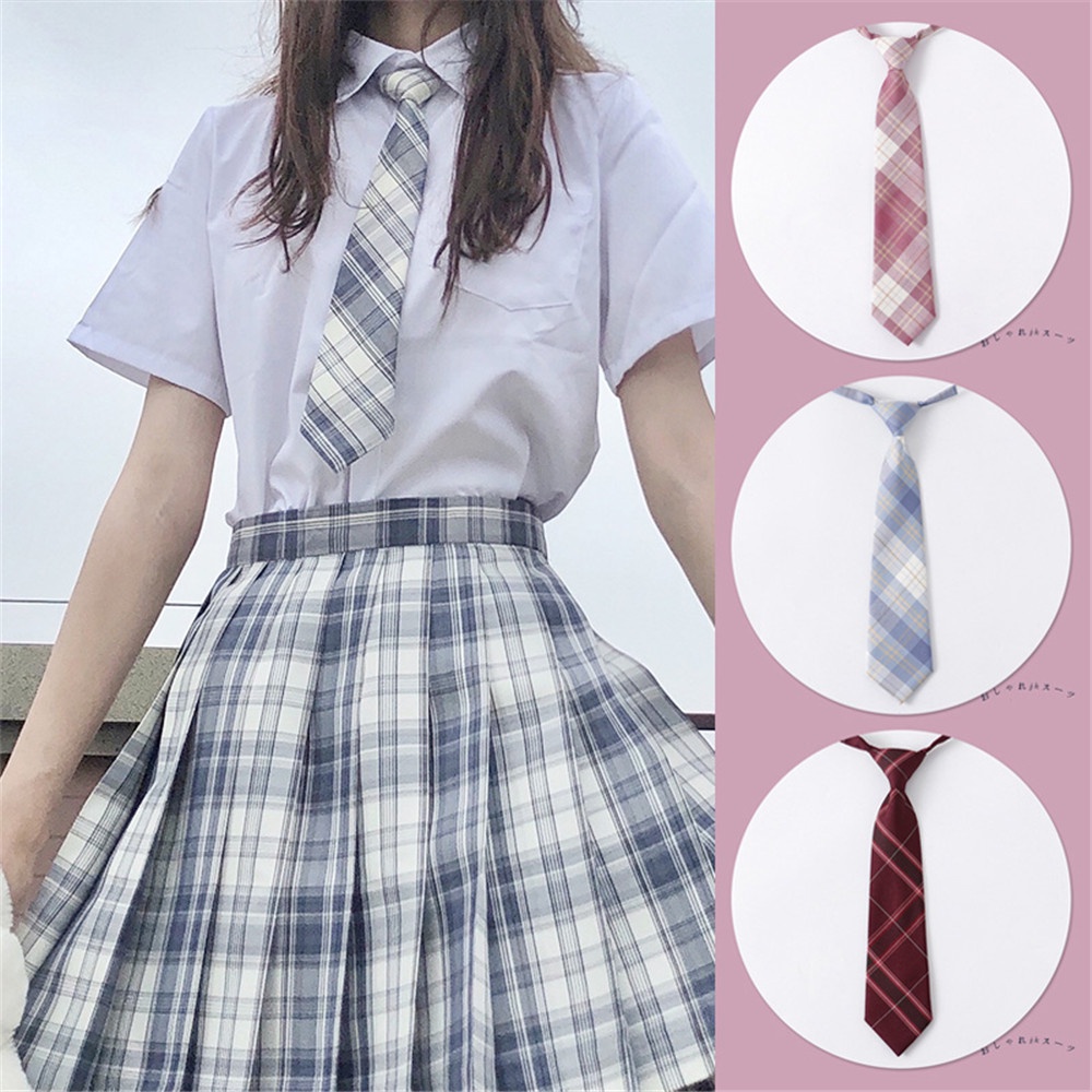 Colorful College Style Student Adjustable Plaid Neckties Bow Ties Set