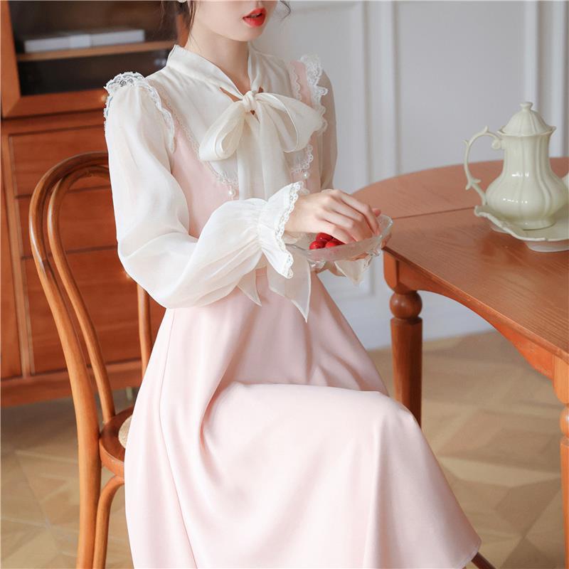 French Dress Retro Fairy Slimming Gentle Elegant Dress for Women