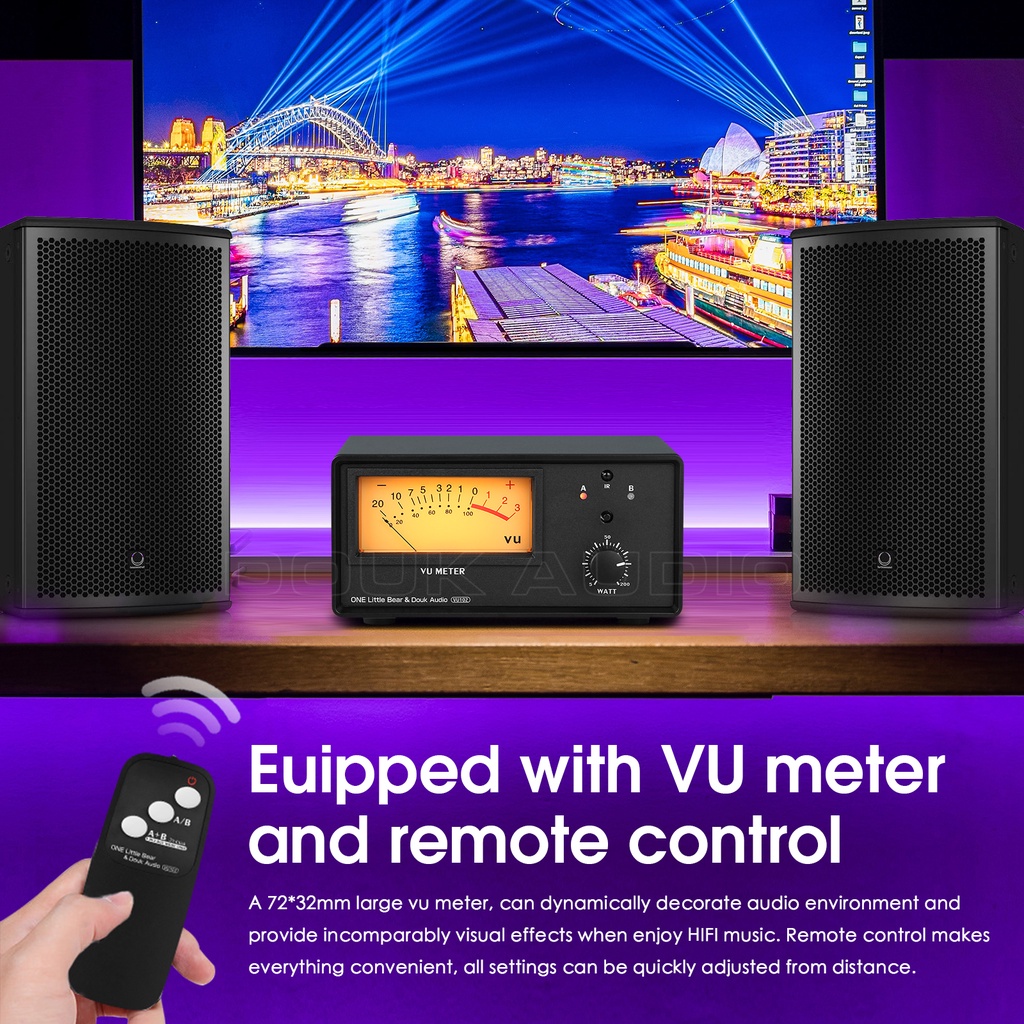 Douk Audio VU102 Amplifier Selector 2 Zone Speaker Switcher Box with VU ...