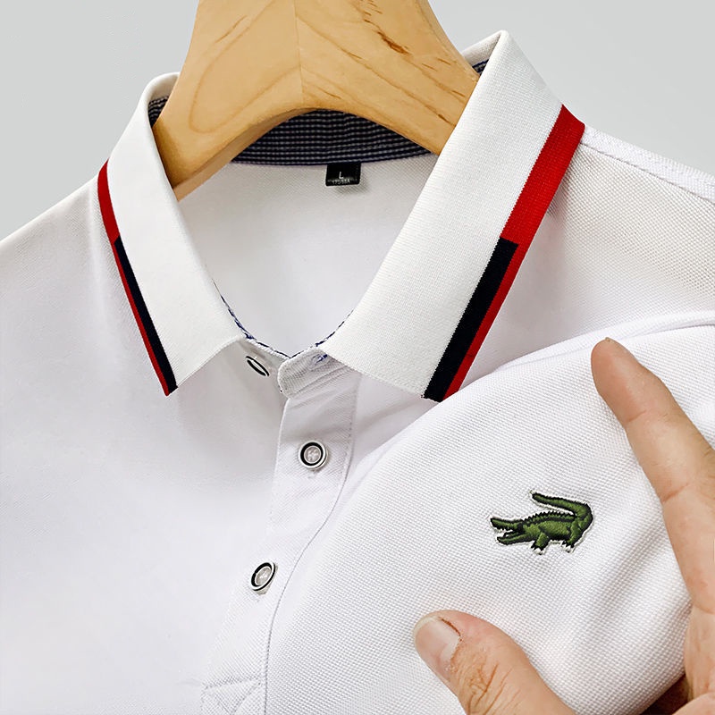 lacoste polo shirt Short Sleeved Tops Men s polo Shirts Business Casual Lapel Embroidery Trend All Match t Shirts Fashion Shopee Philippines