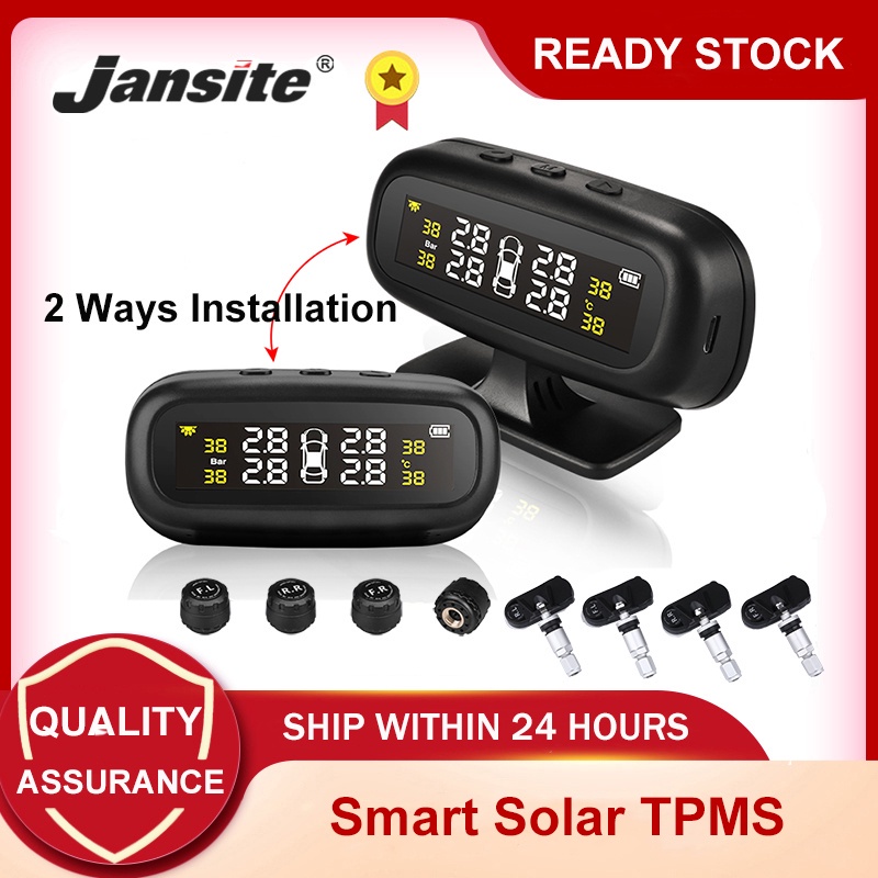 Jansite Solar Tyre Pressure Monitoring System Tpms Tire Air Pressure Tester Gauge Universal