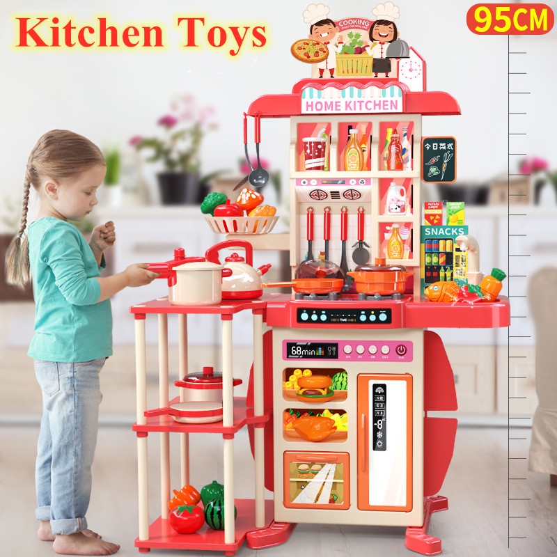 95cm kitchen toys for kids big size real steam working mini kitchen toy set cooking toys Shopee Philippines