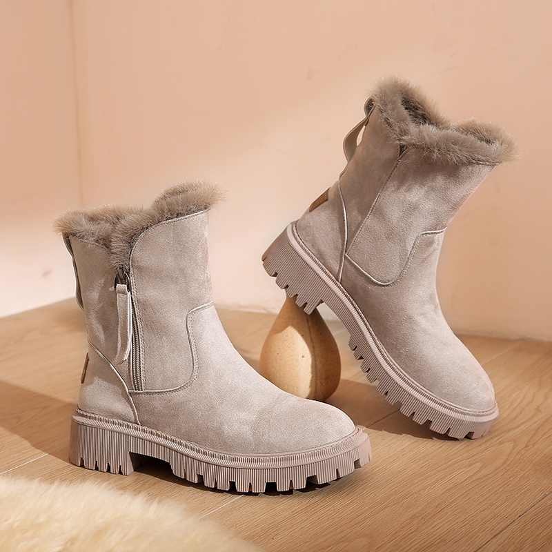 Thickening Snow Boots Women 2023 Winter Warm Fashion Designer Platform Boots Gladiator Non slip Short Plush Flats Suede Shoes Shopee Philippines