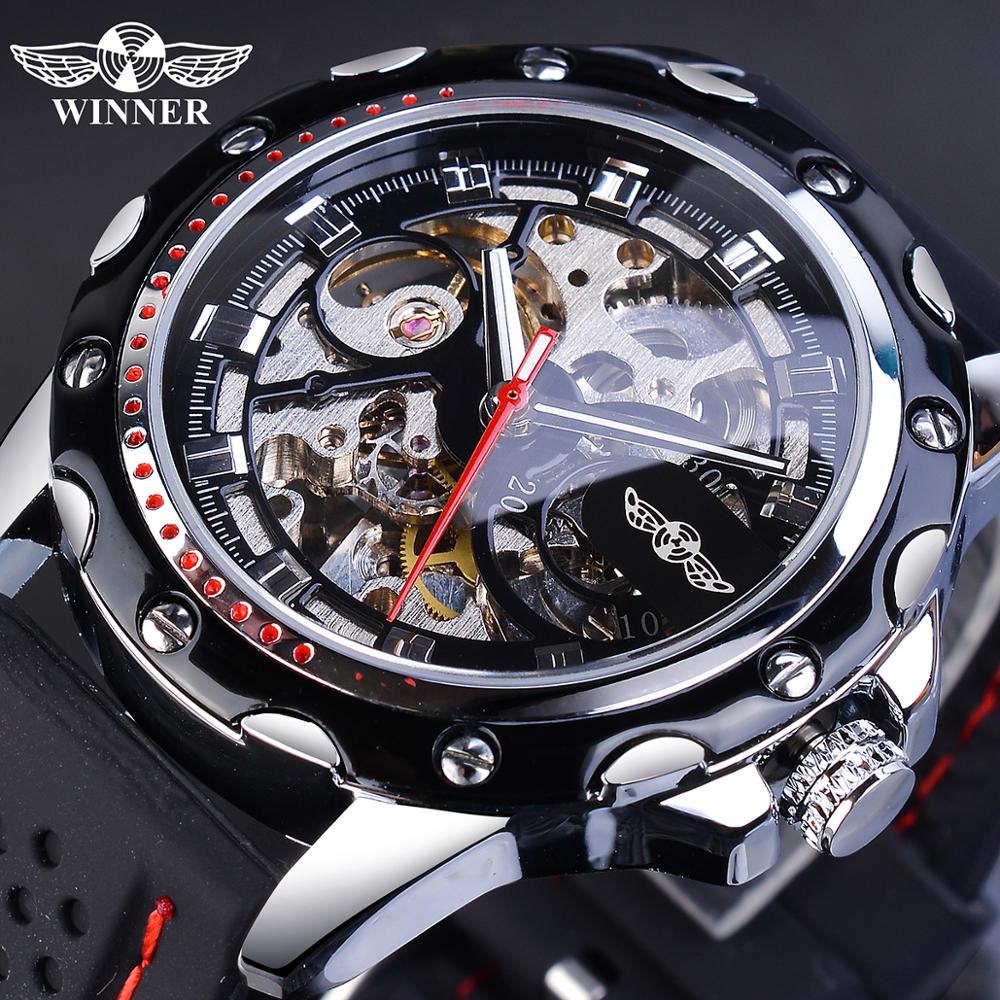 WINNER watch Black Men's Military Mechanical Watch Automatic Winding ...