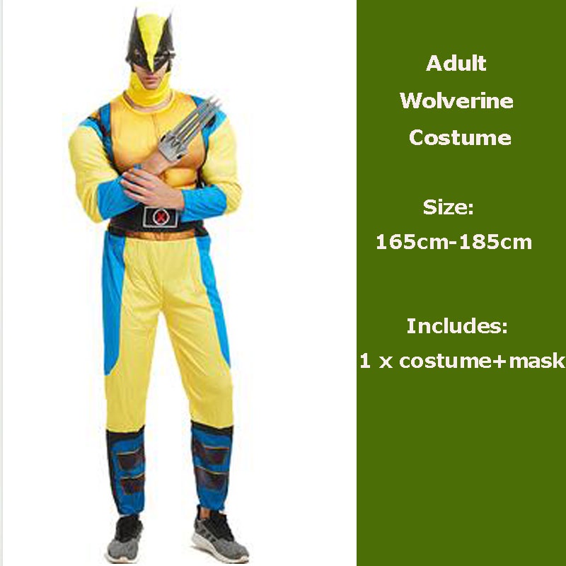 Superhero Wolverine Costume Adult Men Halloween Cosplay Suit Fancy Dress Up for Stages and