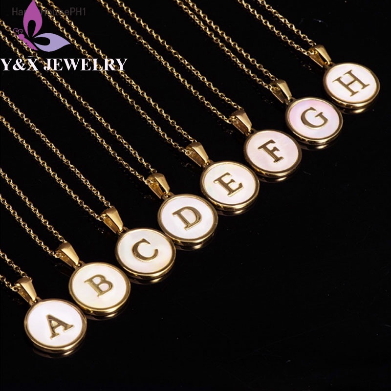 【Y&X】High Quality AZ Letters Necklace Sea Shell Pendant Alphabet