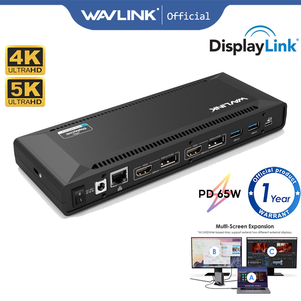 Wavlink USBC Displaylink Universal Docking Station with Power Delivery