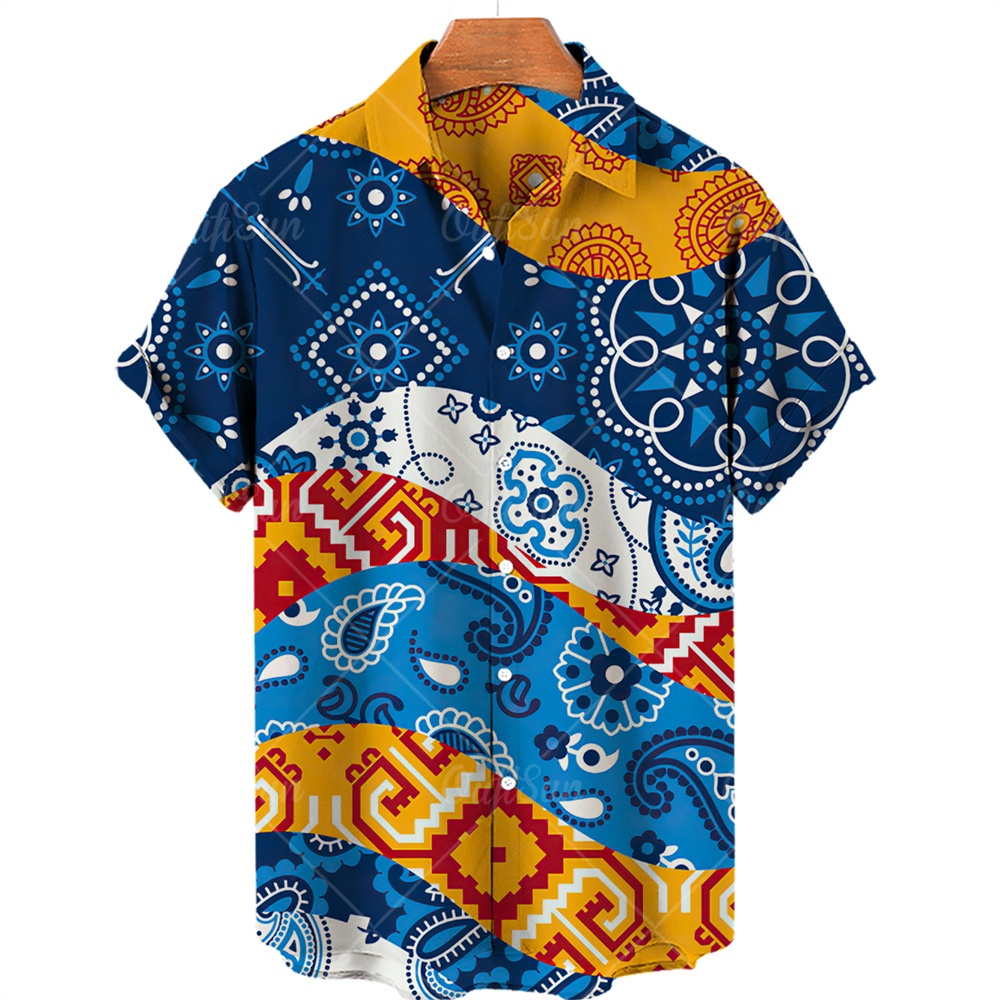 3D Shirts For Men Hawaiian Fashion Abstract Simple Cashew Flower Men's ...