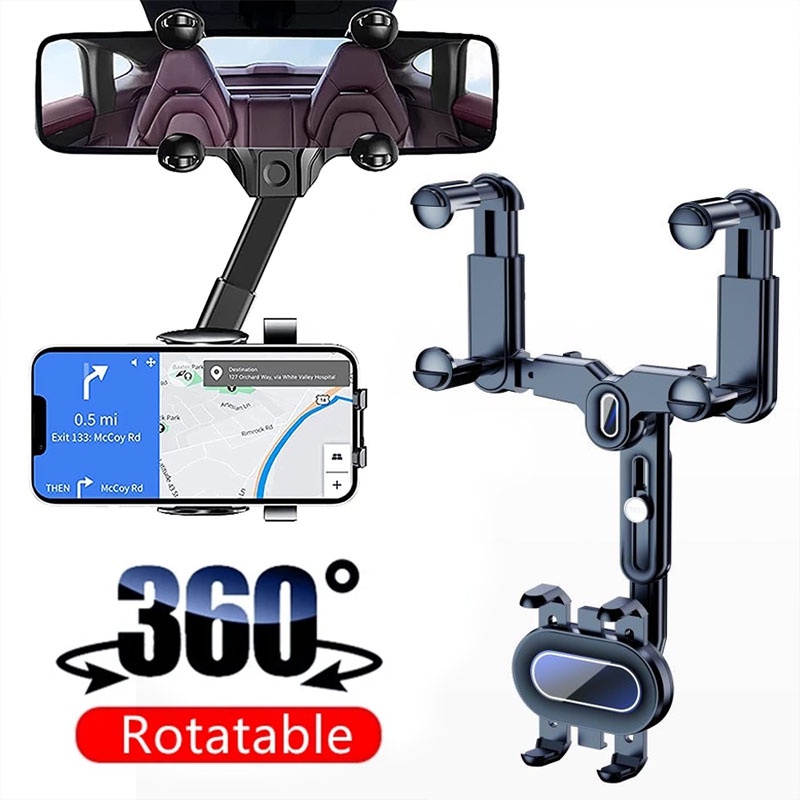 [Value Choice]Rearview Mirror Phone Holder in Car Mount Stand for Cell