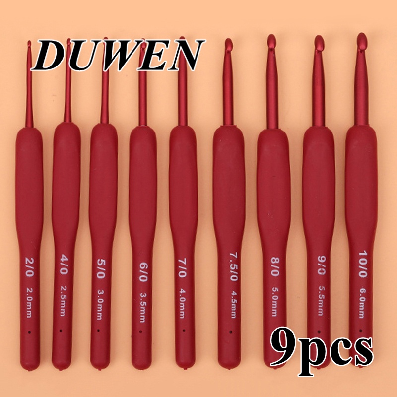 Duwen Pcs Set Red Metal Hook Crochet Kit Tpr Aluminum Knitting Shopee Philippines