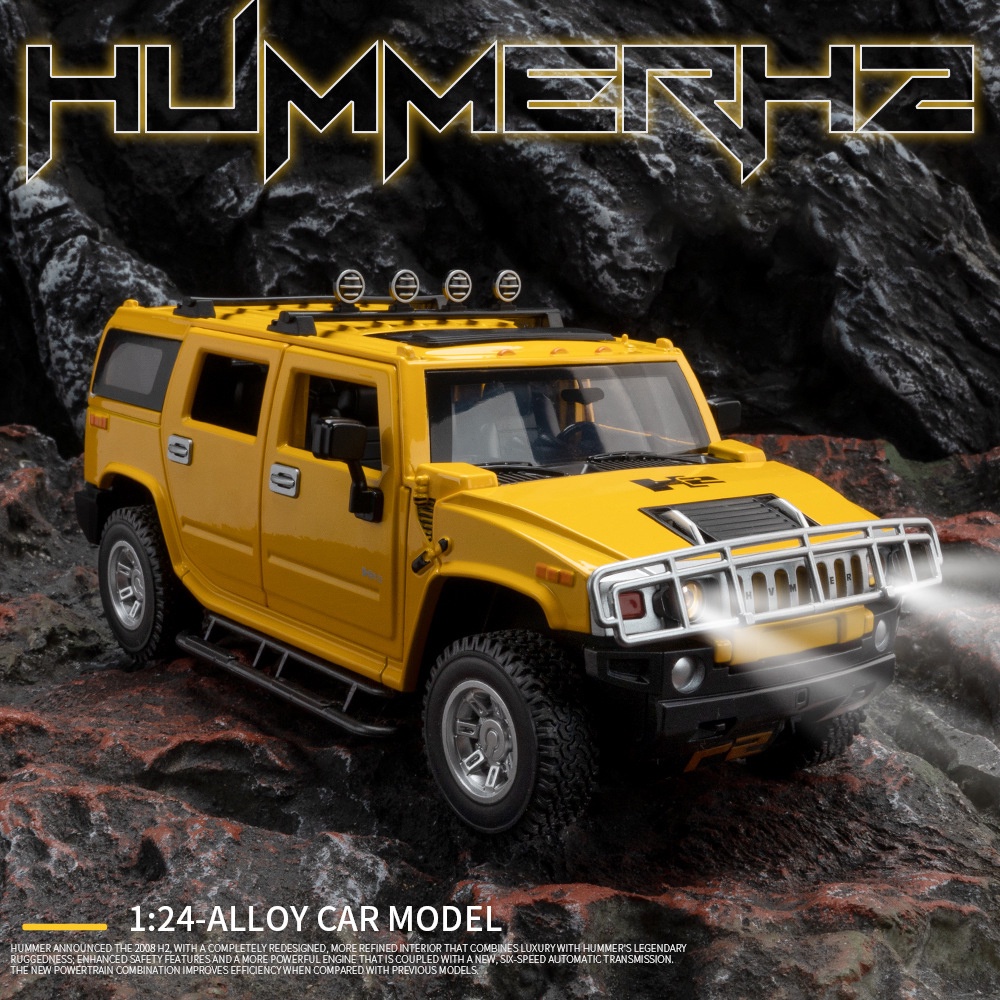 1:24 Scale Hummer H2 Alloy Car Model Diecast Car Sound Light Car Lovers ...