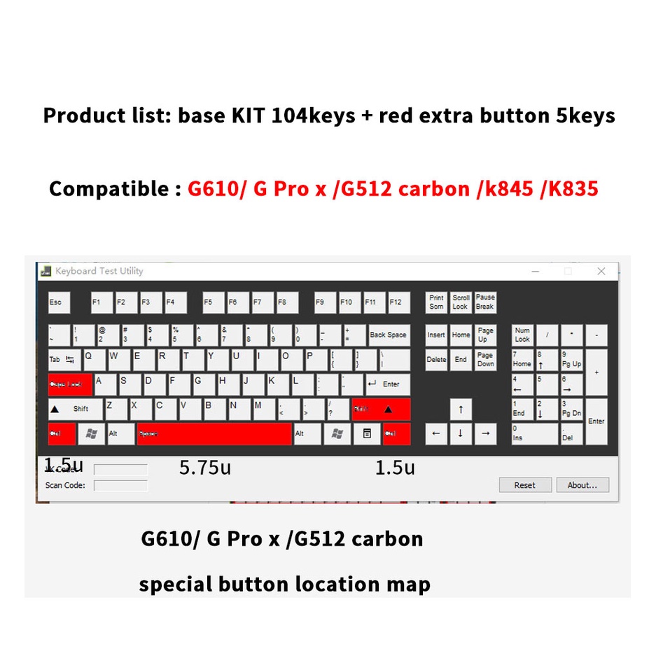 For Logitech G610 keycaps G512C GPRO X keycap PBT fonts backlighting ...