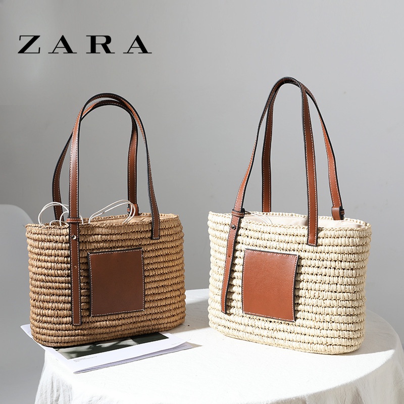 ZARA straw woven bag fashion one-shoulder portable hand-woven bag ...