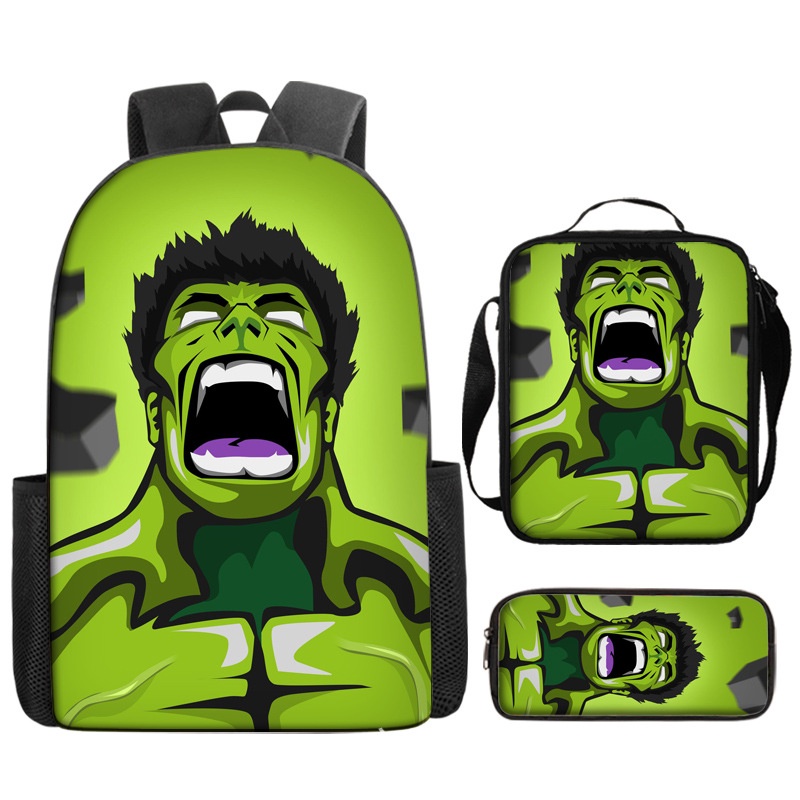Hulk anime children's kids backpack 3pcs water proof spine protection ...