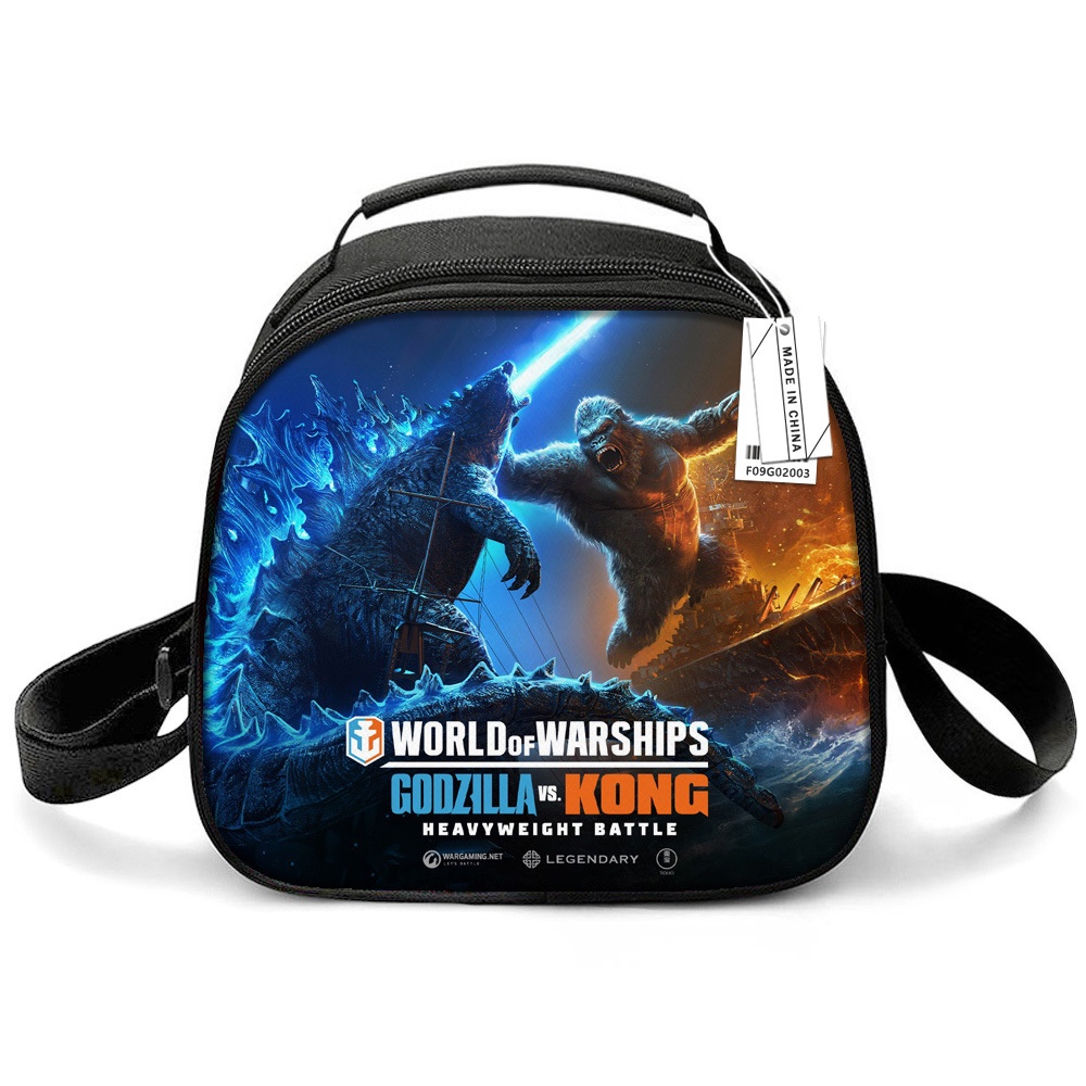 children's round lunch bag Godzilla vs King Kong insulation Keep Fresh ...