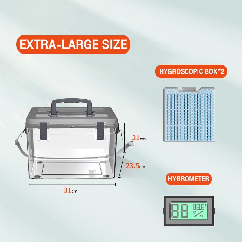 zomei dry box Digital hygrometer Silica Gel Desiccant Sealing